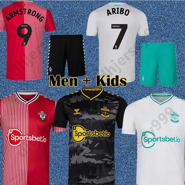 

2023 southamptons aribo#7 soccer jerseys redmond 23 24 ward-prowse elyounoussi romeu#6 football shirts men kids kit set saints remake pink j, Black;yellow