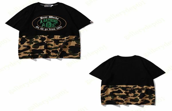 

men tshirts designer clothes womens t shirt luminous graphic tee lightning t-shirt multicolor camouflage apes print shirts colorblock panel, White;black