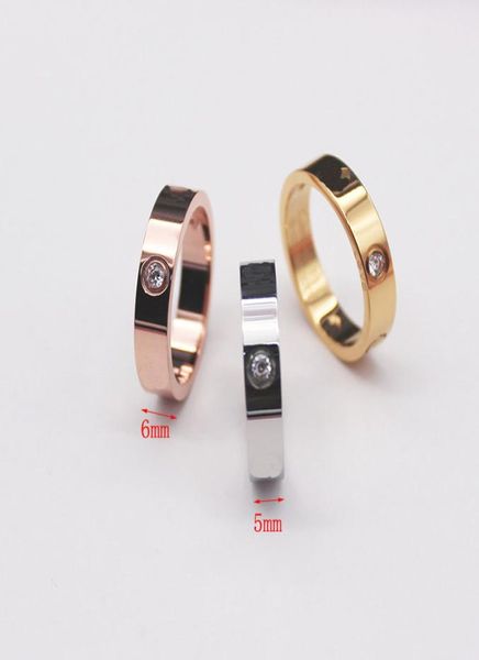 

new stainless steel inlaid zircon ring couples women and men rings engagement rings 5mm and 6mm1601816, Silver