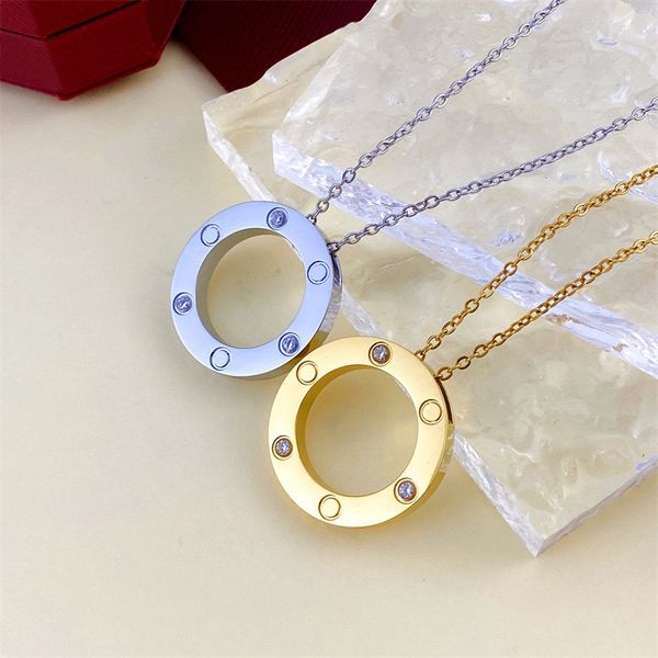 

full diamond pendant women's necklace fashion designer jewelry ca round love design rose gold silver 3 color short k gold men's ho