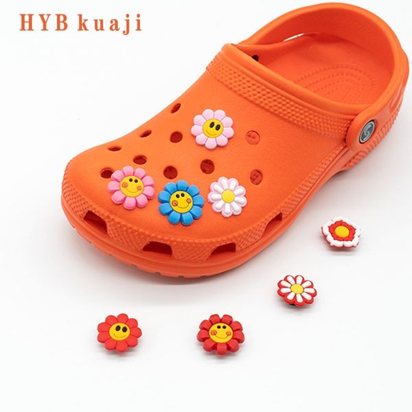 

hybkuaji small flowers shoe charms wholesale shoes decorations shoe clips pvc buckles for shoes, White;pink