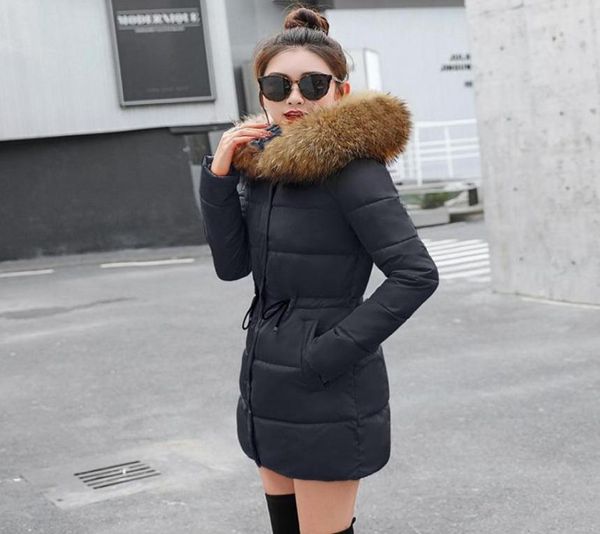 

women039s trench coats long winter jacket women female coat parka warm with hood fur collar large size down ladies4912076, Tan;black