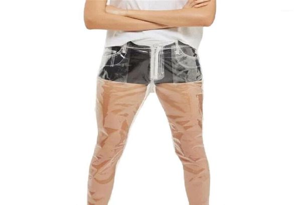 

women039s pants capris 2021 fashion transparent women high waist wide leg waterproof pvc plastic loose long trousers15682111, Black;white