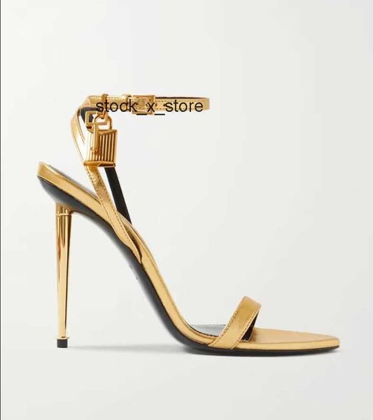 

metal tom-fords lock 22s shoes elegant key brand heel women hardware shoes and padlock woman pointy stiletto naked party sandals dress weddi, Black