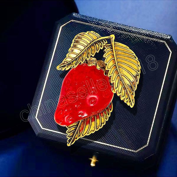 

creative resin strawberry brooches for women fashion fruit lapel pins scarf buckle female coat badges new year gifts, Gray