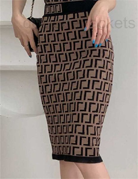 

skirts designer womens dresses elegant chain letter party dress women's fashion half-length skirt solid color knit step package hip sho, Black