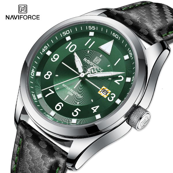 

wristwatches brand mens quartz watches naviforce business luminous waterproof clock leather strap for men relogio masculino 230724, Slivery;brown