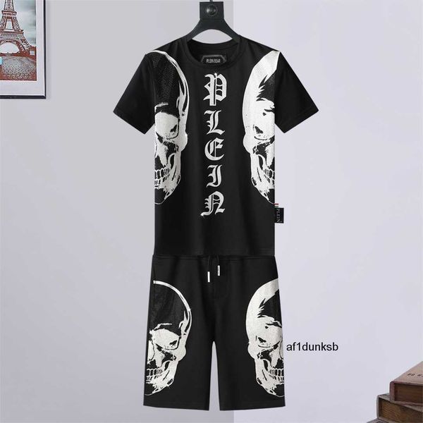 

men sporting plein casual philipps skull tracksuit bear t-shirts mens tracksuits joer t shorts sets shirts suit crystal 147258, Gray
