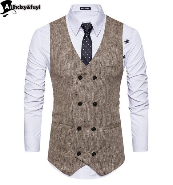 

vintage brown tweed vests wool herringbone british style custom made mens suit tailor slim fit blazer wedding suits for men1295619, Black;white