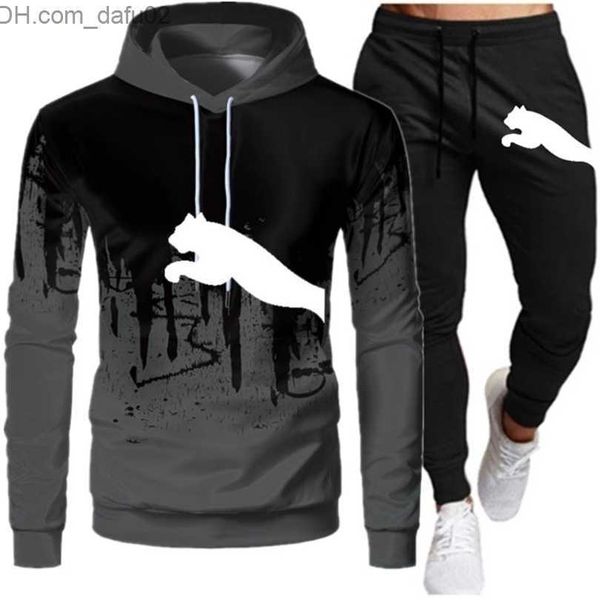 

men's tracksuits mens tracksuits brand tracksuit hoodies sweatpants setscasual sports suits winter fashion hooded clothes men 221021 z2, Gray