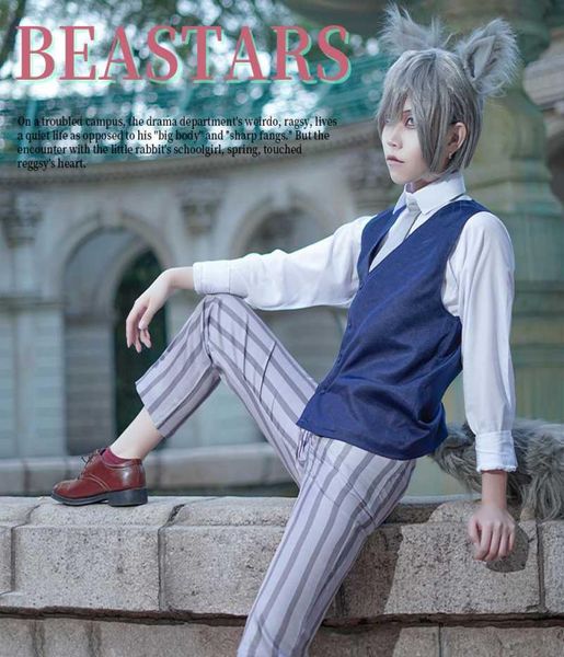 

anime costumes beastars legosi cosplay costume adluts men uniform cool suit grey wolf outfit7887281, Black