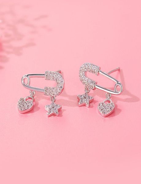 

pin star love earrings women can move net red earrings super fairy s925 sterling silver a hair substitute9319157, Golden;silver