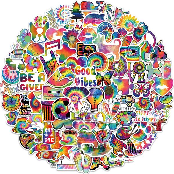 

100pcs rainbow stickers waterproof vinyl sticker for skateboard lapluggage notebook water bottle bicycle car decals kids toys gifts