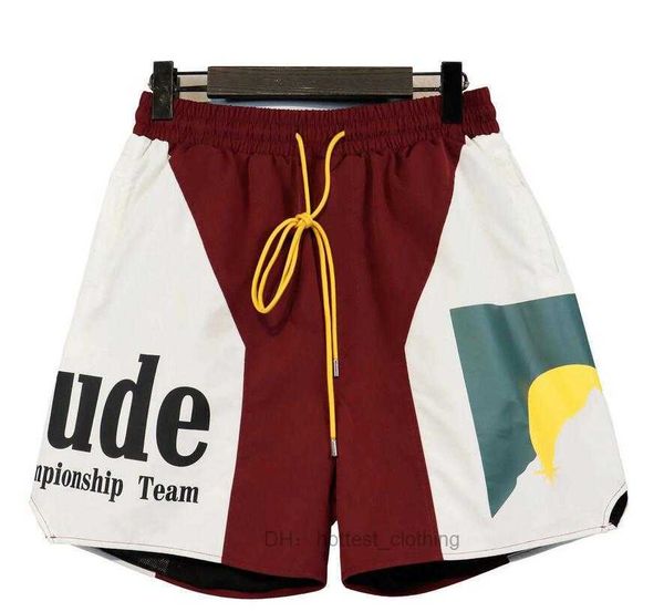 

new 2023 designer shorts rhude summer fashion beach pants mens womens street wear red blue black purple short us size:s-2xl cbkk, White;black