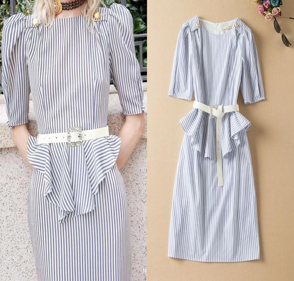 

highquality summer elegant striped printed faketwo piece dress9799599, Black