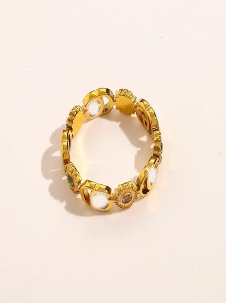 

designer brand letters ring gold 100 stainless steel letter band rings crystal rhinestone fashion women men wedding j3632586, Silver