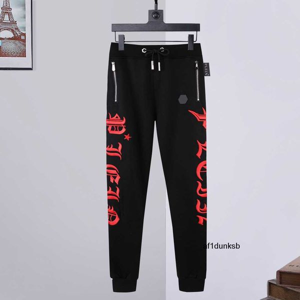 

couple plein philipps bear joing trousers stones brand gothic mens womens pants sports luxury clothing designers sweatpants drawstring joers, Black