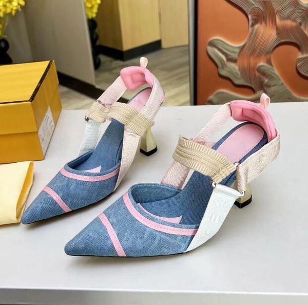 

brand designer luxury woman canvas high heels summer fashion wedding party shoes high-quality lady cusp outdoors beach sandal, Black
