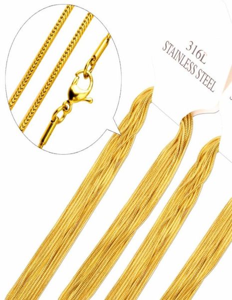 

10pcs/lots stainless steel chain necklace gold /steel color necklaces pendants with lobster clasp inoxidable3417634, Silver