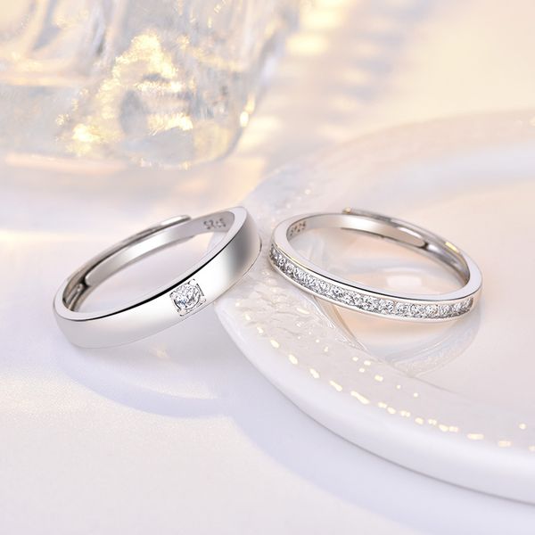 

simple and luxurious jewelry, living ring, spending the rest of your life with you, couple ring, proposal opening, male and female pair ring, Silver