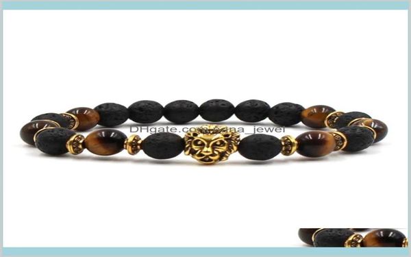 

beaded strands jewelry men bead bracelets natural beads strand braclet tiger eye stone lava bracelet drop delivery 2021 9c61u8136476, Black