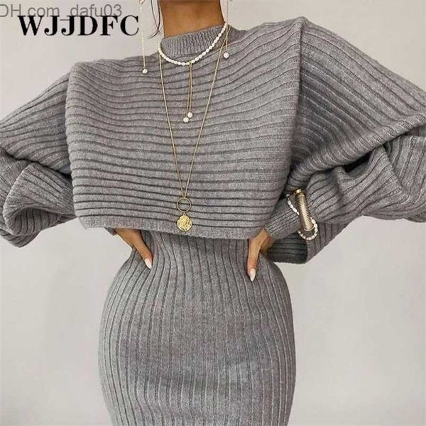 

two piece dress two piece dress women elegant slim sets female sweater autumn winter high waist knitted ensemble femme medium long party es, White
