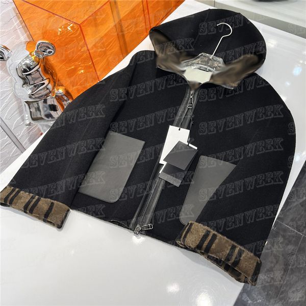 

wool jackets coats women outerwear can worn both sides designer letter luxury coat high grade lady jacket for winter, Black;brown