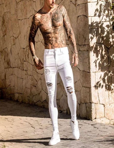 

mens long pants fashion denim hole trouser distressed jeans long pencil pants streetwear mens trouser male streetwear new4652321, Blue