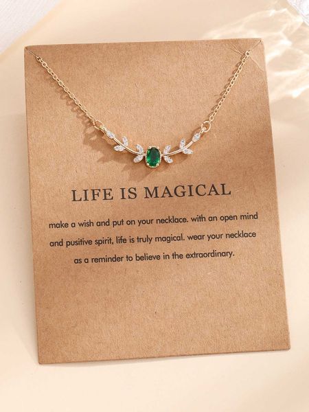 

women's accessories cubic zirconia leaf charm necklace, Silver