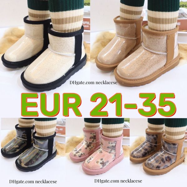 

australia classic mini boots clear kids uggi shoes girls designer jelly toddler ug baby children winter snow boot kid youth sneaker wggs sho, Black;grey