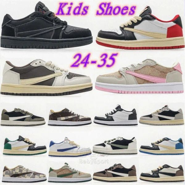 

kids jumpman 1s 1 boys basketball shoes toddlers low kid sports sneaker pine game chicago mocha kid boy girl trainers athletic, Black