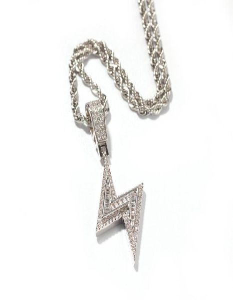 

iced out lightning pendant necklaces mens gold necklace fashion hip hop jewelry9547894, Silver