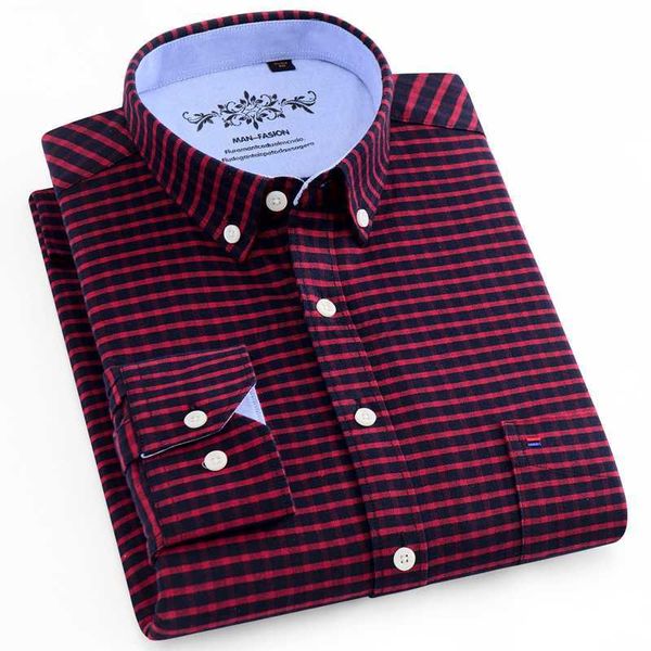 

men's casual shirts men's work casual regular-fit oxford striped plaid checkered shirts single patch pocket long-sleeve thick ging, White;black