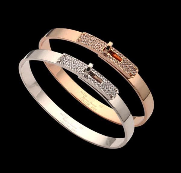 

luxury designer jewelry women bracelet gold bangle for men with diamond rotary buckle punk h aurous stainless steel fashion ins st2388040, Black