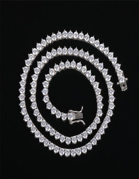 

new hip hop men tennis chain necklace jewelry 4mm 16inch24inch real 18k gold plated diamond chain long necklace with zircon mens 4584823, Silver