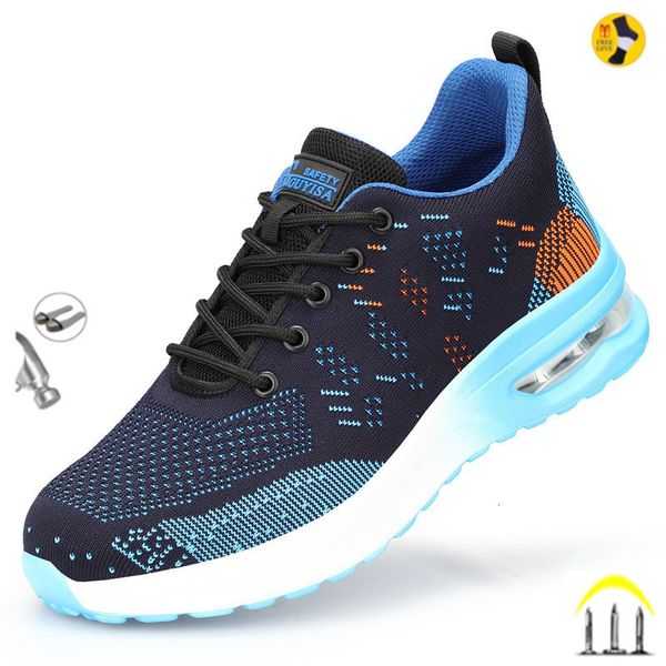 

dress shoes breathable men work safety steel toe cap air cushion working boots construction indestructible sneakers 230725, Black