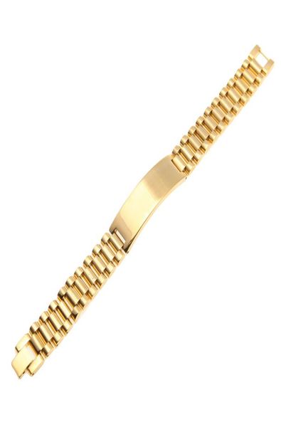 

mens stainless steel hip hop style link bracelets gold silver watch band bracelet fashion punk jewelry 15mm 21mm7152172, Black