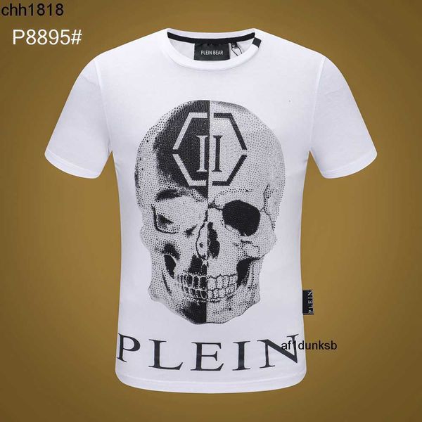 

mens clothing classical hop plein designer tshirts brand philipps rhinestone skull men t-shirts bear hip t shirt streetwear tshirt 10, White;black