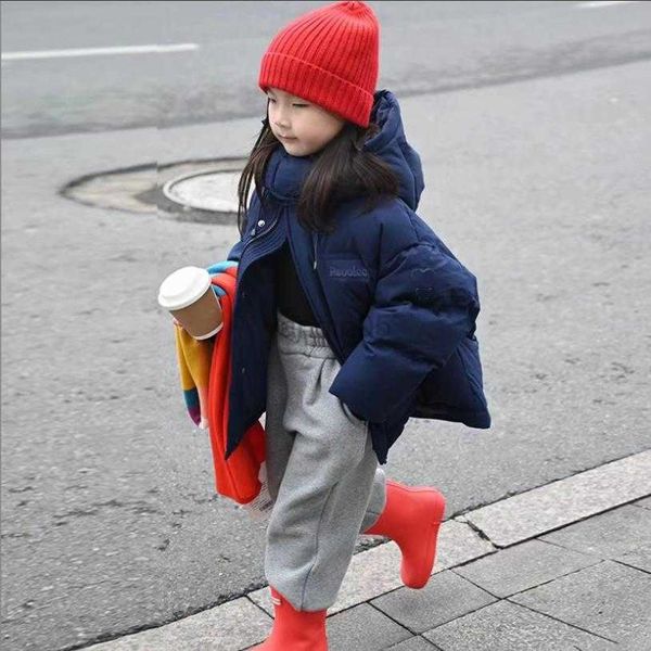 

down coat korean style children down jacket winter new hooded thicker white duck down girl and boys warm down coats 4-14y wz999 hkd230725, Blue;gray