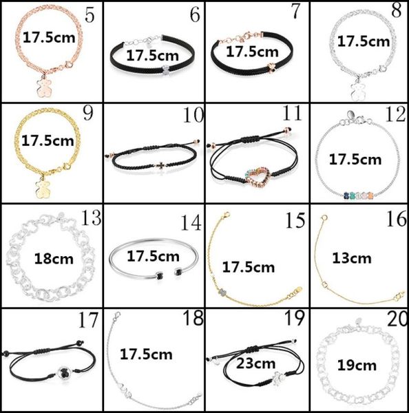 

2020 100 925 sterling silver classic cute bear bracelet fashion female ornament factory whole 14888133, Black