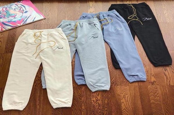 

real pics embroidered trousers vintage drawstring terry sweatpants pants2477421, Black