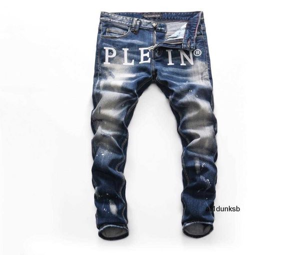 

distressed casual plein moto philipps ripped pink denim paradise mens classic design fashion jeans man skinny jeans biker rock eans 15748919, Blue