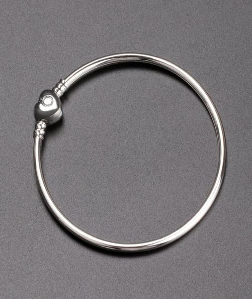 

luxury fashion women silver bangle bracelet love heart bracelet for charm european beads bracelet with original box jewelry diy6303515, Black