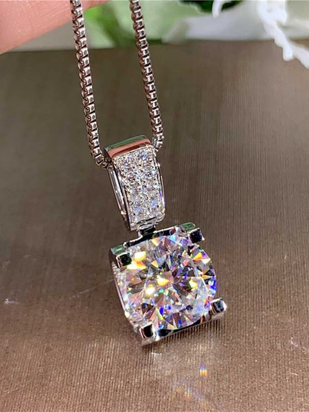 

women's accessories cubic zirconia square charm necklace, Silver