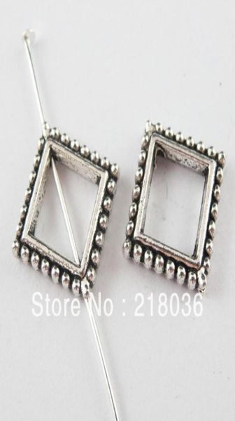

vintage 100pcs tibetan silver square dots charms spacer beads frame charm for diy jewelry necklace bracelet handcraft a13678401094, Blue;slivery