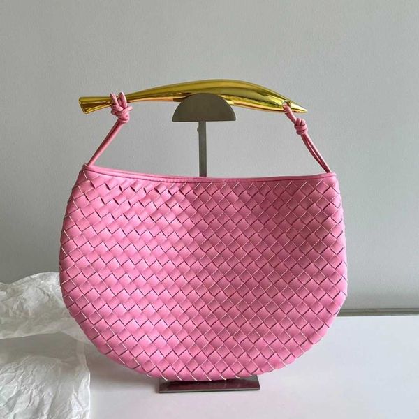 

designer bag small mini sardine bag cowhide woven small bag metal handlebar moon shoulder cross body handbag venetas bag 5bh1