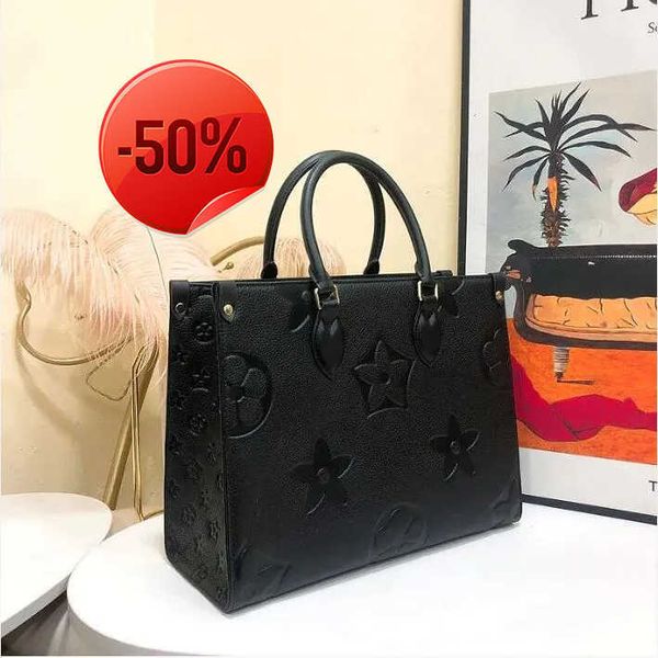 

44570/44571 fashion designer bags women handbags embossed flower monograms onthego gm mm womens handbag purse tote shoulder female backpack