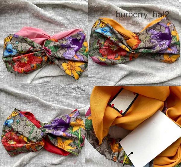 

2023 new designer fashion trend headbands for women luxury woman flowers butterfly pattern hair bands scarf headwear, Blue;gray