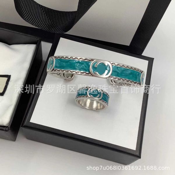 

classic g-shaped drop glaze set for men and women's personalized versatile bracelet letter g minimalist handpiece brass, Golden;silver