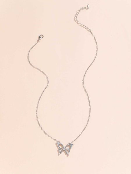 

women's accessories butterfly charm necklace, Silver